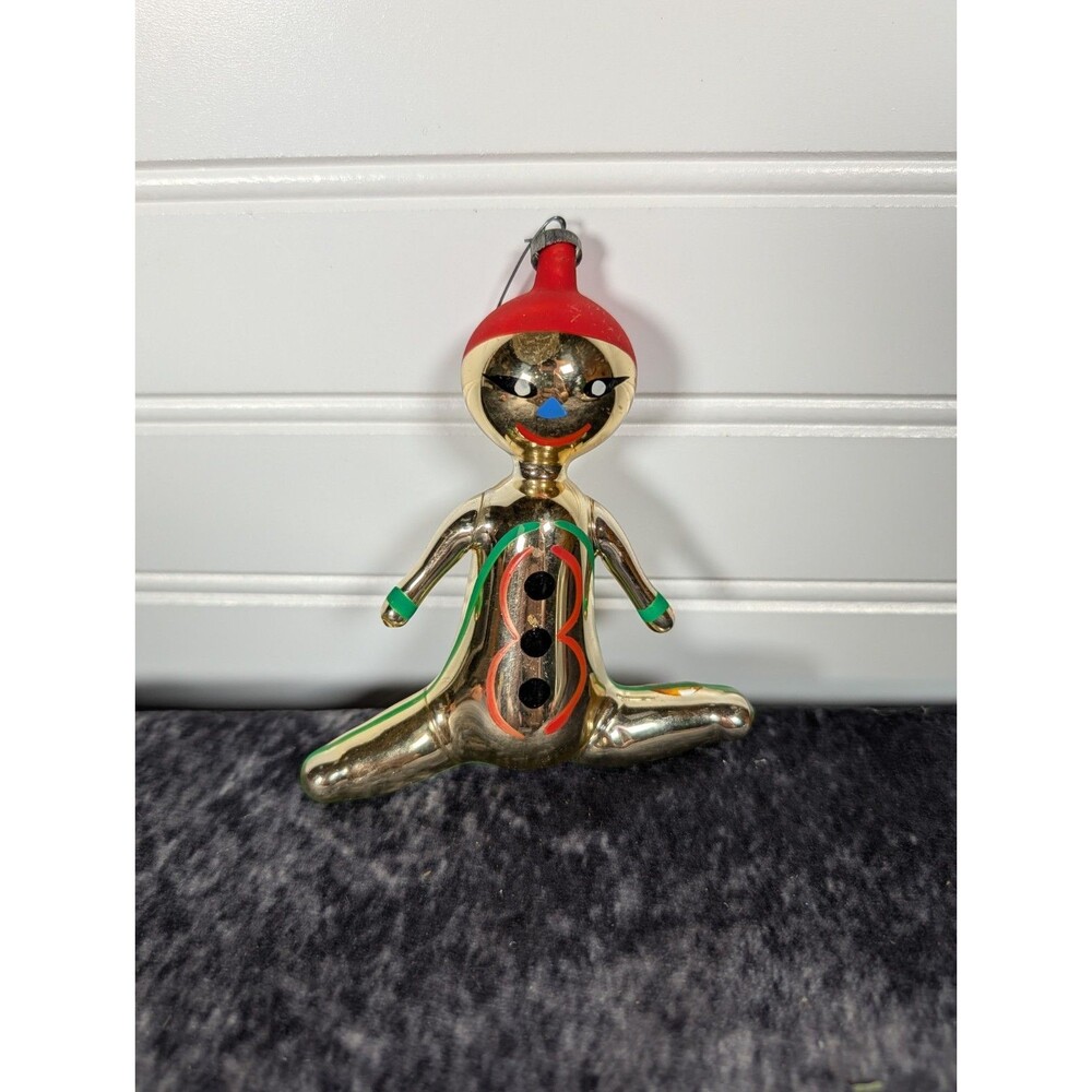De Carlini VTG GLASS Ornament - ITALIAN  Gold GINGERBREAD MAN, 6", MINT
